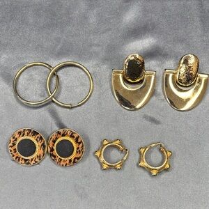 Gold and Leopard Print Earring Set